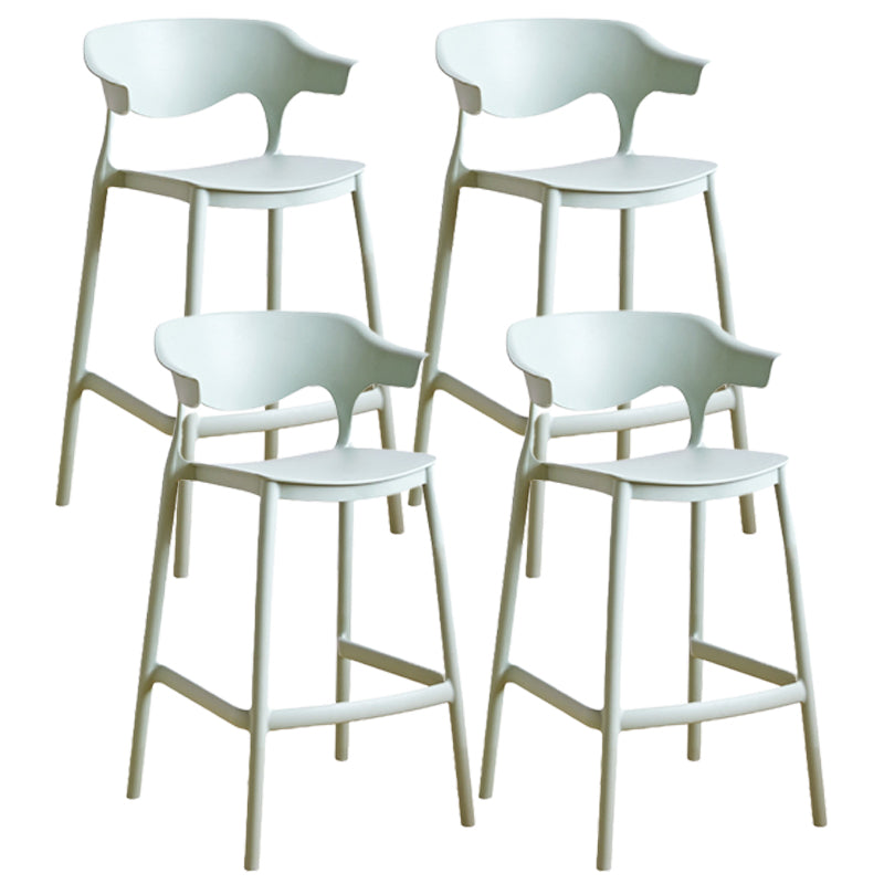 Stackable Plastic Indoor Counter Stools Low Back Scandinavian Bar Stools with Footrest Green 4 Piece Set Counter Stool(26"H) Clearhalo 'Bar Furniture' 'Bar Stools' 'bar_stools' 'furn' 'furn_bar_stools' 'furniture_bar_stools' 'Kitchen & Dining Furniture' 'kitchen&dining_furn' 'kitchen' 'kitchen_furn' Furniture' 4339811