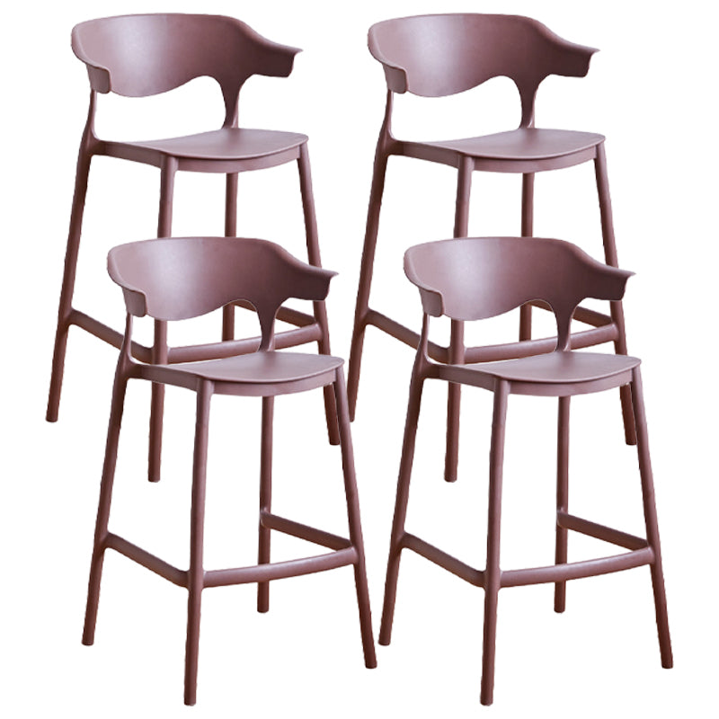 Stackable Plastic Indoor Counter Stools Low Back Scandinavian Bar Stools with Footrest Coffee 4 Piece Set Counter Stool(26"H) Clearhalo 'Bar Furniture' 'Bar Stools' 'bar_stools' 'furn' 'furn_bar_stools' 'furniture_bar_stools' 'Kitchen & Dining Furniture' 'kitchen&dining_furn' 'kitchen' 'kitchen_furn' Furniture' 4339812