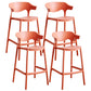 Stackable Plastic Indoor Counter Stools Low Back Scandinavian Bar Stools with Footrest Orange 4 Piece Set Counter Stool(26"H) Clearhalo 'Bar Furniture' 'Bar Stools' 'bar_stools' 'furn' 'furn_bar_stools' 'furniture_bar_stools' 'Kitchen & Dining Furniture' 'kitchen&dining_furn' 'kitchen' 'kitchen_furn' Furniture' 4339813