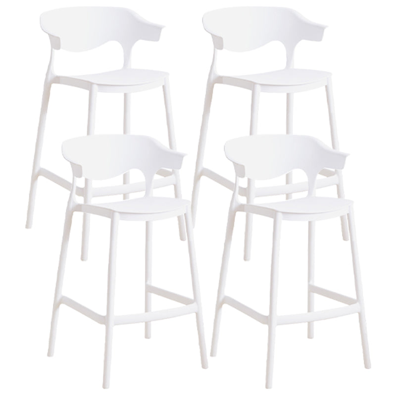 Stackable Plastic Indoor Counter Stools Low Back Scandinavian Bar Stools with Footrest White 4 Piece Set Counter Stool(26"H) Clearhalo 'Bar Furniture' 'Bar Stools' 'bar_stools' 'furn' 'furn_bar_stools' 'furniture_bar_stools' 'Kitchen & Dining Furniture' 'kitchen&dining_furn' 'kitchen' 'kitchen_furn' Furniture' 4339814