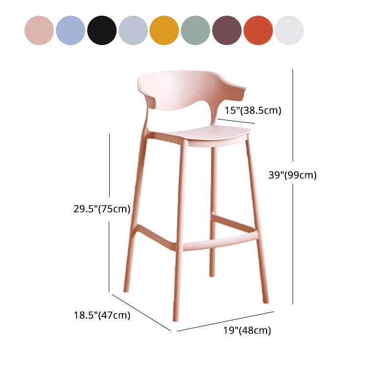 Stackable Plastic Indoor Counter Stools Low Back Scandinavian Bar Stools with Footrest Clearhalo 'Bar Furniture' 'Bar Stools' 'bar_stools' 'furn' 'furn_bar_stools' 'furniture_bar_stools' 'Kitchen & Dining Furniture' 'kitchen&dining_furn' 'kitchen' 'kitchen_furn' Furniture' 4339816
