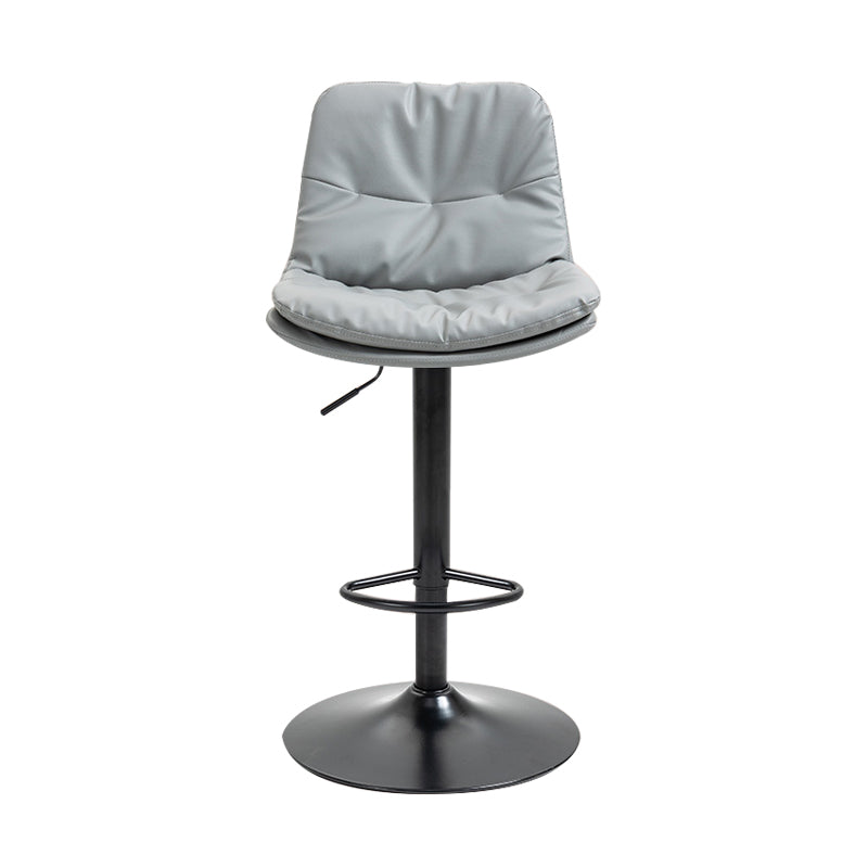 Nordic Indoor Barstool Iron Adjustable Swivel Tall Stool with Leather Seat Light Gray Black 1 Piece Clearhalo 'Bar Furniture' 'Bar Stools' 'bar_stools' 'furn' 'furn_bar_stools' 'furniture_bar_stools' 'Kitchen & Dining Furniture' 'kitchen&dining_furn' 'kitchen' 'kitchen_furn' Furniture' 4339821