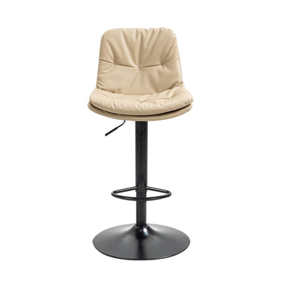 Nordic Indoor Barstool Iron Adjustable Swivel Tall Stool with Leather Seat Khaki Black 1 Piece Clearhalo 'Bar Furniture' 'Bar Stools' 'bar_stools' 'furn' 'furn_bar_stools' 'furniture_bar_stools' 'Kitchen & Dining Furniture' 'kitchen&dining_furn' 'kitchen' 'kitchen_furn' Furniture' 4339827