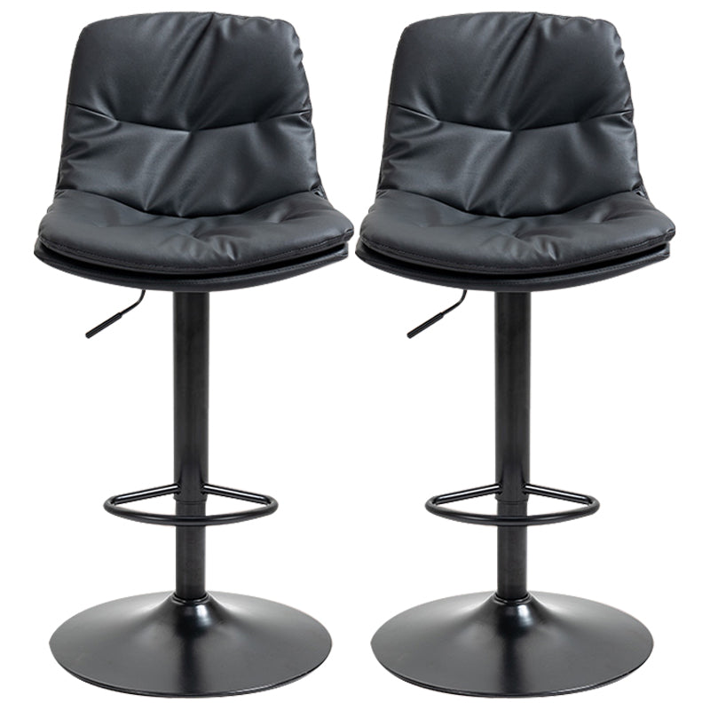 Nordic Indoor Barstool Iron Adjustable Swivel Tall Stool with Leather Seat Black Black 2 Piece Set Clearhalo 'Bar Furniture' 'Bar Stools' 'bar_stools' 'furn' 'furn_bar_stools' 'furniture_bar_stools' 'Kitchen & Dining Furniture' 'kitchen&dining_furn' 'kitchen' 'kitchen_furn' Furniture' 4339842