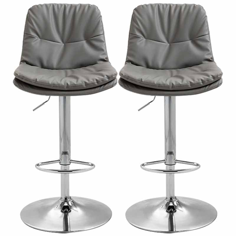 Nordic Indoor Barstool Iron Adjustable Swivel Tall Stool with Leather Seat Dark Gray Silver 2 Piece Set Clearhalo 'Bar Furniture' 'Bar Stools' 'bar_stools' 'furn' 'furn_bar_stools' 'furniture_bar_stools' 'Kitchen & Dining Furniture' 'kitchen&dining_furn' 'kitchen' 'kitchen_furn' Furniture' 4339851