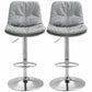 Nordic Indoor Barstool Iron Adjustable Swivel Tall Stool with Leather Seat Light Gray Silver 2 Piece Set Clearhalo 'Bar Furniture' 'Bar Stools' 'bar_stools' 'furn' 'furn_bar_stools' 'furniture_bar_stools' 'Kitchen & Dining Furniture' 'kitchen&dining_furn' 'kitchen' 'kitchen_furn' Furniture' 4339852