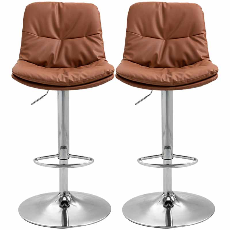 Nordic Indoor Barstool Iron Adjustable Swivel Tall Stool with Leather Seat Coffee Silver 2 Piece Set Clearhalo 'Bar Furniture' 'Bar Stools' 'bar_stools' 'furn' 'furn_bar_stools' 'furniture_bar_stools' 'Kitchen & Dining Furniture' 'kitchen&dining_furn' 'kitchen' 'kitchen_furn' Furniture' 4339854