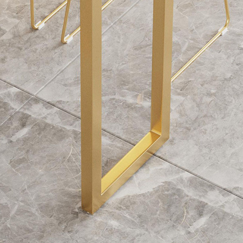 Stone Top Cocktail Bar Table 42-inch Height Metal Base Bar Height Storage Table Clearhalo 'Bar Furniture' 'Bar Tables' 'bar_tables' 'furn' 'furn_bar_tables' 'Furniture' 'furniture_bar_tables' 'Kitchen & Dining Furniture' 'kitchen&dining_furn' 'kitchen' 4342398