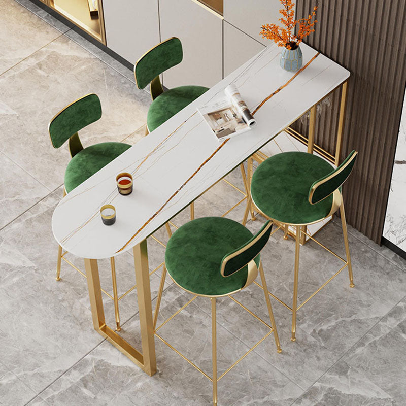 Stone Top Cocktail Bar Table 42-inch Height Metal Base Bar Height Storage Table Clearhalo 'Bar Furniture' 'Bar Tables' 'bar_tables' 'furn' 'furn_bar_tables' 'Furniture' 'furniture_bar_tables' 'Kitchen & Dining Furniture' 'kitchen&dining_furn' 'kitchen' 4342401