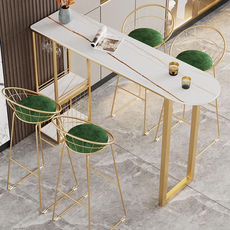 Stone Top Cocktail Bar Table 42-inch Height Metal Base Bar Height Storage Table Clearhalo 'Bar Furniture' 'Bar Tables' 'bar_tables' 'furn' 'furn_bar_tables' 'Furniture' 'furniture_bar_tables' 'Kitchen & Dining Furniture' 'kitchen&dining_furn' 'kitchen' 4342402