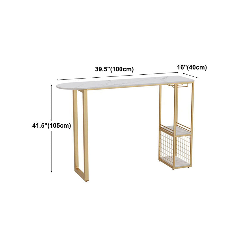 Stone Top Cocktail Bar Table 42-inch Height Metal Base Bar Height Storage Table Clearhalo 'Bar Furniture' 'Bar Tables' 'bar_tables' 'furn' 'furn_bar_tables' 'Furniture' 'furniture_bar_tables' 'Kitchen & Dining Furniture' 'kitchen&dining_furn' 'kitchen' 4342406