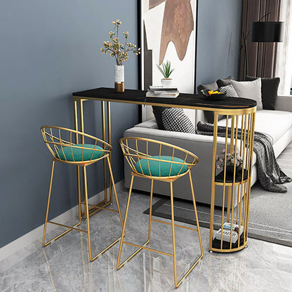 Glam Style Storage Bar Table Gold Frame 42 Inch Height Table for Restaurant Black-Gold Without Chairs Clearhalo 'Bar Furniture' 'Bar Tables' 'bar_tables' 'furn' 'furn_bar_tables' 'Furniture' 'furniture_bar_tables' 'Kitchen & Dining Furniture' 'kitchen&dining_furn' 'kitchen' 4342435