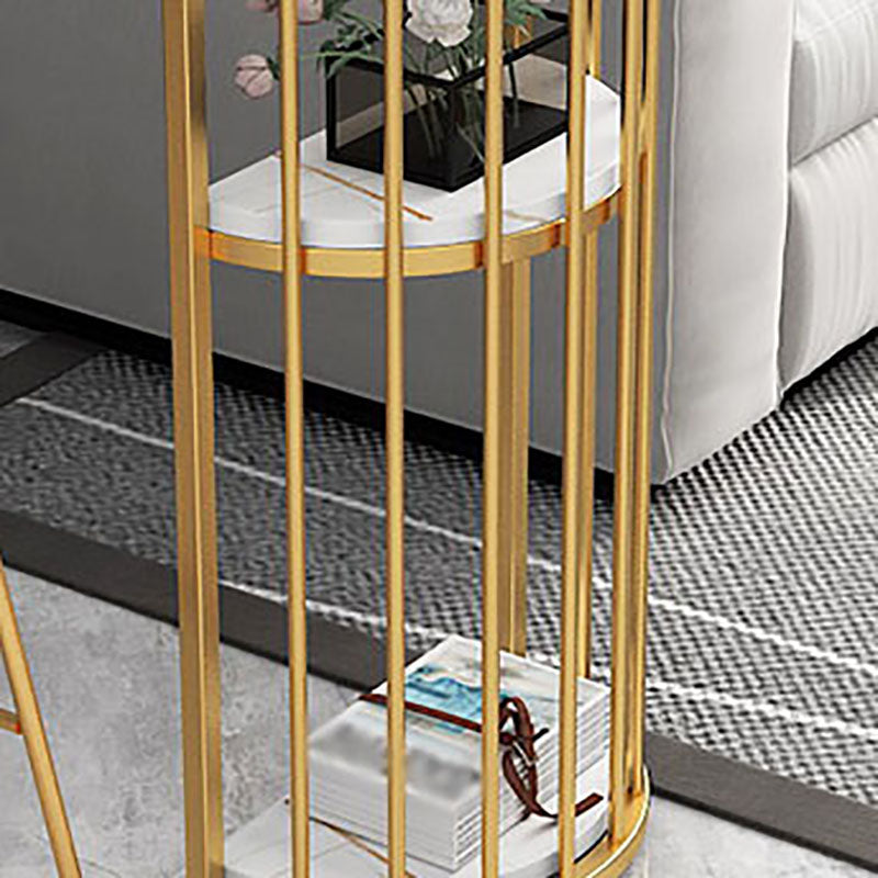 Glam Style Storage Bar Table Gold Frame 42 Inch Height Table for Restaurant Clearhalo 'Bar Furniture' 'Bar Tables' 'bar_tables' 'furn' 'furn_bar_tables' 'Furniture' 'furniture_bar_tables' 'Kitchen & Dining Furniture' 'kitchen&dining_furn' 'kitchen' 4342438