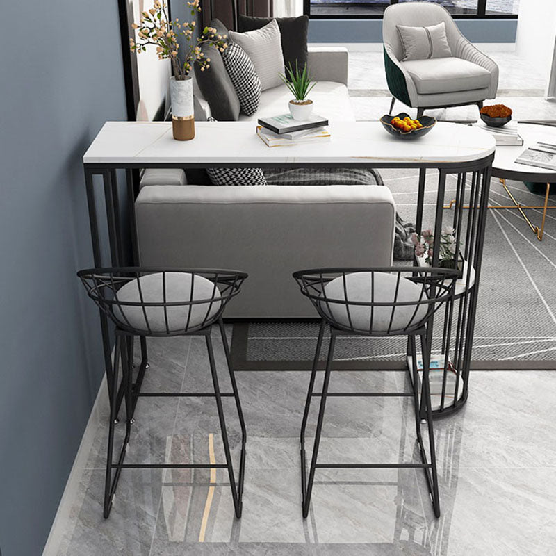 Glam Style Storage Bar Table Gold Frame 42 Inch Height Table for Restaurant Black White Without Chairs Clearhalo 'Bar Furniture' 'Bar Tables' 'bar_tables' 'furn' 'furn_bar_tables' 'Furniture' 'furniture_bar_tables' 'Kitchen & Dining Furniture' 'kitchen&dining_furn' 'kitchen' 4342441