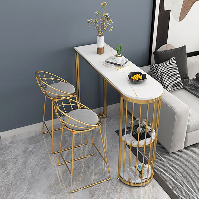 Glam Style Storage Bar Table Gold Frame 42 Inch Height Table for Restaurant Clearhalo 'Bar Furniture' 'Bar Tables' 'bar_tables' 'furn' 'furn_bar_tables' 'Furniture' 'furniture_bar_tables' 'Kitchen & Dining Furniture' 'kitchen&dining_furn' 'kitchen' 4342442