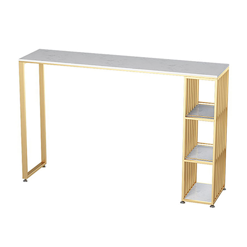 Glam Style Rectangle Counter Table Marble Top 42-inch Height Table for Living Room White-Gold Without Chairs Clearhalo 'Bar Furniture' 'Bar Tables' 'bar_tables' 'furn' 'furn_bar_tables' 'Furniture' 'furniture_bar_tables' 'Kitchen & Dining Furniture' 'kitchen&dining_furn' 'kitchen' 4342472