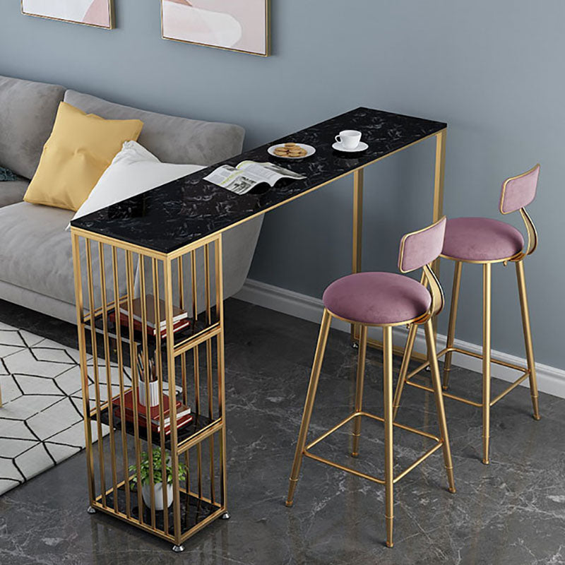 Glam Style Rectangle Counter Table Marble Top 42-inch Height Table for Living Room Clearhalo 'Bar Furniture' 'Bar Tables' 'bar_tables' 'furn' 'furn_bar_tables' 'Furniture' 'furniture_bar_tables' 'Kitchen & Dining Furniture' 'kitchen&dining_furn' 'kitchen' 4342479