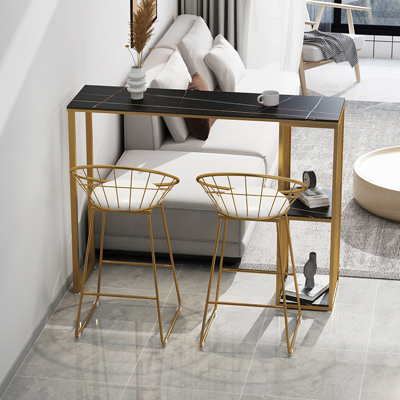 Glam Style Black Bar Table Faux Marble Top Rectangle Indoor Bistro Table Clearhalo 'Bar Furniture' 'Bar Tables' 'bar_tables' 'furn' 'furn_bar_tables' 'Furniture' 'furniture_bar_tables' 'Kitchen & Dining Furniture' 'kitchen&dining_furn' 'kitchen' 4342488