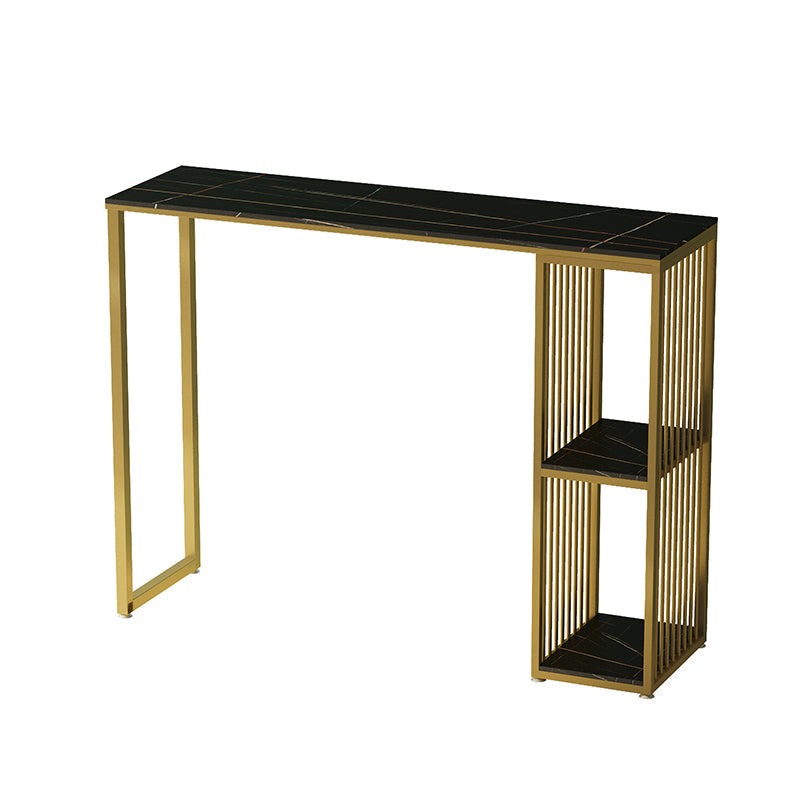Glam Style Black Bar Table Faux Marble Top Rectangle Indoor Bistro Table Gold Without Chairs Clearhalo 'Bar Furniture' 'Bar Tables' 'bar_tables' 'furn' 'furn_bar_tables' 'Furniture' 'furniture_bar_tables' 'Kitchen & Dining Furniture' 'kitchen&dining_furn' 'kitchen' 4342489