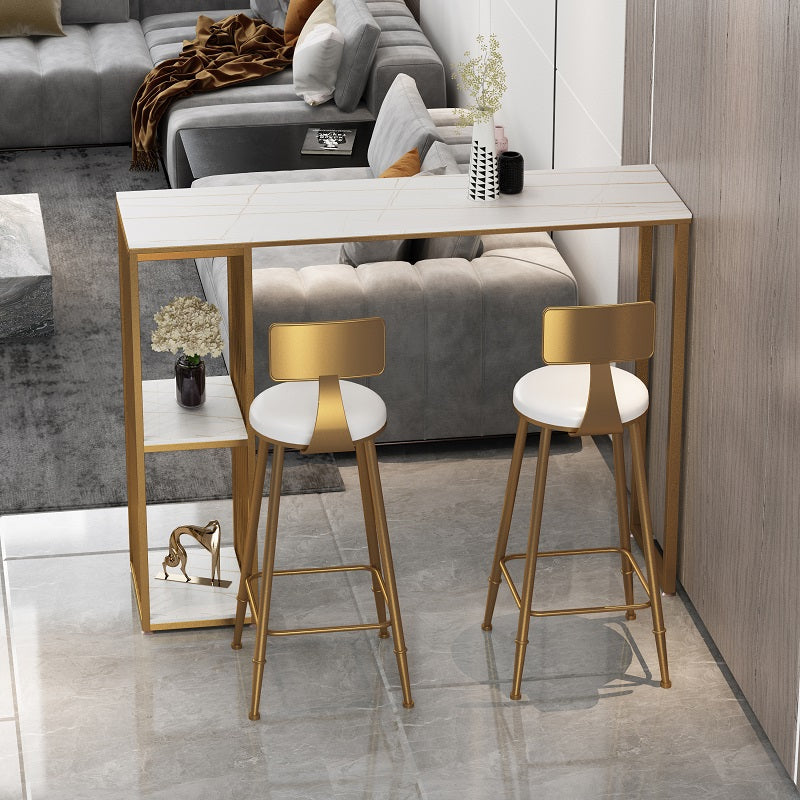 Glam Style Black Bar Table Faux Marble Top Rectangle Indoor Bistro Table White-Gold Without Chairs Clearhalo 'Bar Furniture' 'Bar Tables' 'bar_tables' 'furn' 'furn_bar_tables' 'Furniture' 'furniture_bar_tables' 'Kitchen & Dining Furniture' 'kitchen&dining_furn' 'kitchen' 4342491