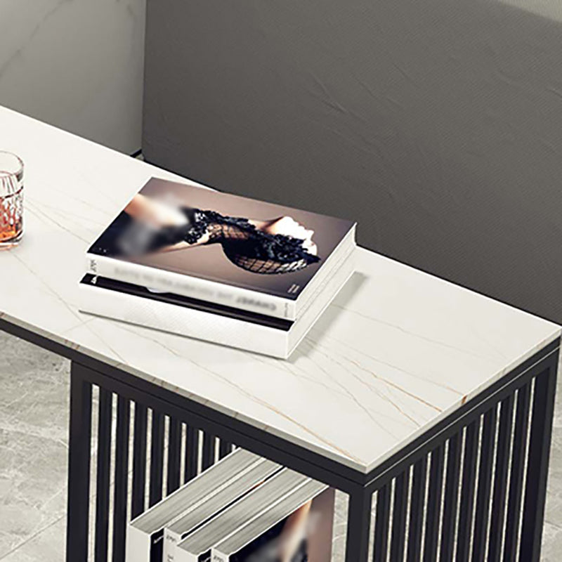 Glam Style Black Bar Table Faux Marble Top Rectangle Indoor Bistro Table Clearhalo 'Bar Furniture' 'Bar Tables' 'bar_tables' 'furn' 'furn_bar_tables' 'Furniture' 'furniture_bar_tables' 'Kitchen & Dining Furniture' 'kitchen&dining_furn' 'kitchen' 4342494