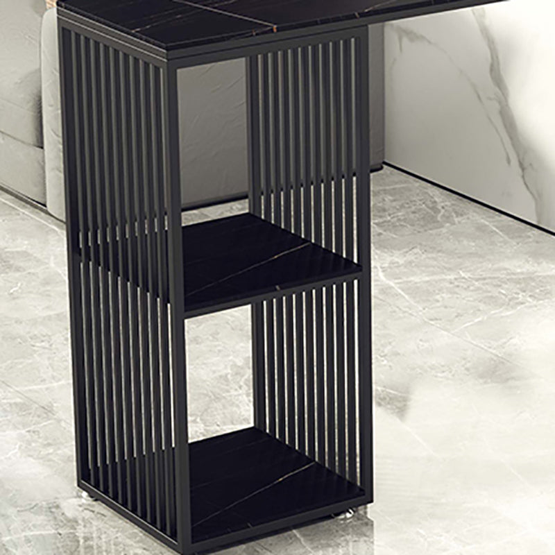 Glam Style Black Bar Table Faux Marble Top Rectangle Indoor Bistro Table Clearhalo 'Bar Furniture' 'Bar Tables' 'bar_tables' 'furn' 'furn_bar_tables' 'Furniture' 'furniture_bar_tables' 'Kitchen & Dining Furniture' 'kitchen&dining_furn' 'kitchen' 4342495