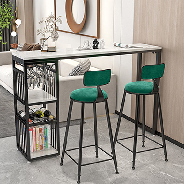 Modern Rectangle Bar Dining Table with Shelf Bar Height Table 42-Inch Top 78.7"L x 15.7"W x 41.3"H Black Without Chairs Clearhalo 'Bar Furniture' 'Bar Tables' 'bar_tables' 'furn' 'furn_bar_tables' 'Furniture' 'furniture_bar_tables' 'Kitchen & Dining Furniture' 'kitchen&dining_furn' 'kitchen' 4342501