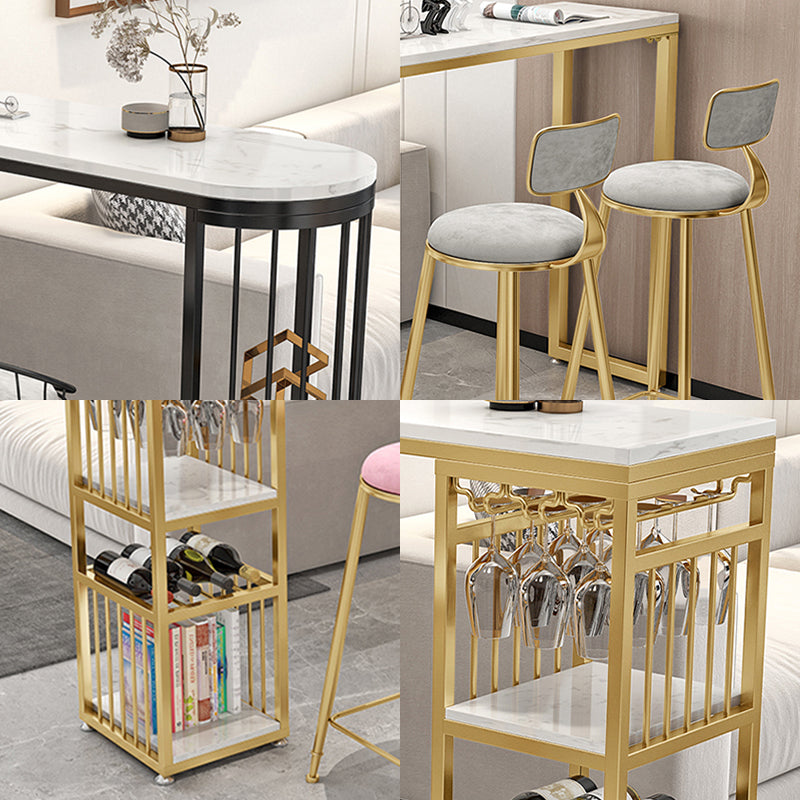 Modern Rectangle Bar Dining Table with Shelf Bar Height Table 42-Inch Top Clearhalo 'Bar Furniture' 'Bar Tables' 'bar_tables' 'furn' 'furn_bar_tables' 'Furniture' 'furniture_bar_tables' 'Kitchen & Dining Furniture' 'kitchen&dining_furn' 'kitchen' 4342506