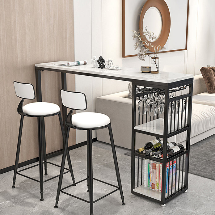 Modern Rectangle Bar Dining Table with Shelf Bar Height Table 42-Inch Top Clearhalo 'Bar Furniture' 'Bar Tables' 'bar_tables' 'furn' 'furn_bar_tables' 'Furniture' 'furniture_bar_tables' 'Kitchen & Dining Furniture' 'kitchen&dining_furn' 'kitchen' 4342509