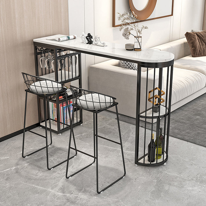 Modern Rectangle Bar Dining Table with Shelf Bar Height Table 42-Inch Top Clearhalo 'Bar Furniture' 'Bar Tables' 'bar_tables' 'furn' 'furn_bar_tables' 'Furniture' 'furniture_bar_tables' 'Kitchen & Dining Furniture' 'kitchen&dining_furn' 'kitchen' 4342510