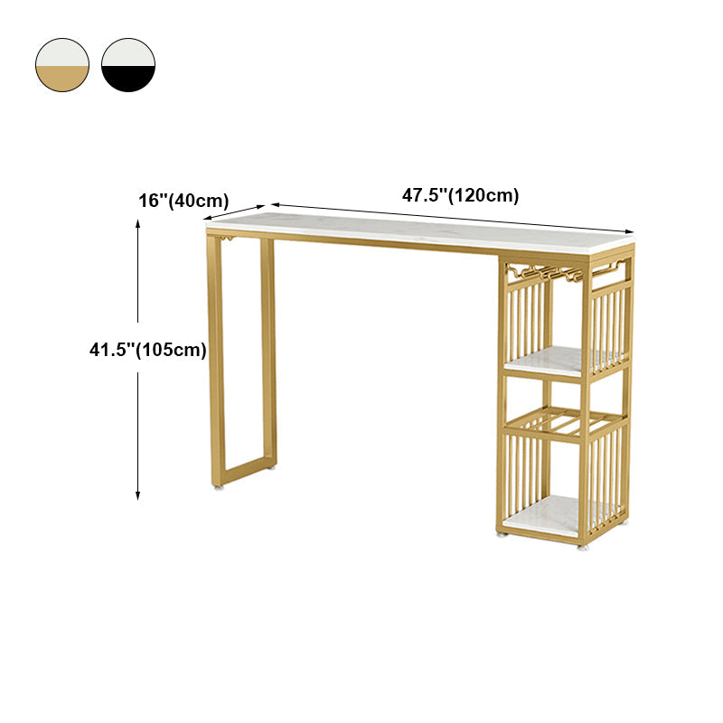 Modern Rectangle Bar Dining Table with Shelf Bar Height Table 42-Inch Top Clearhalo 'Bar Furniture' 'Bar Tables' 'bar_tables' 'furn' 'furn_bar_tables' 'Furniture' 'furniture_bar_tables' 'Kitchen & Dining Furniture' 'kitchen&dining_furn' 'kitchen' 4342512