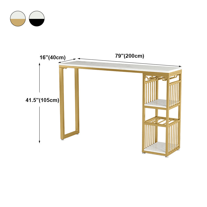 Modern Rectangle Bar Dining Table with Shelf Bar Height Table 42-Inch Top Clearhalo 'Bar Furniture' 'Bar Tables' 'bar_tables' 'furn' 'furn_bar_tables' 'Furniture' 'furniture_bar_tables' 'Kitchen & Dining Furniture' 'kitchen&dining_furn' 'kitchen' 4342516