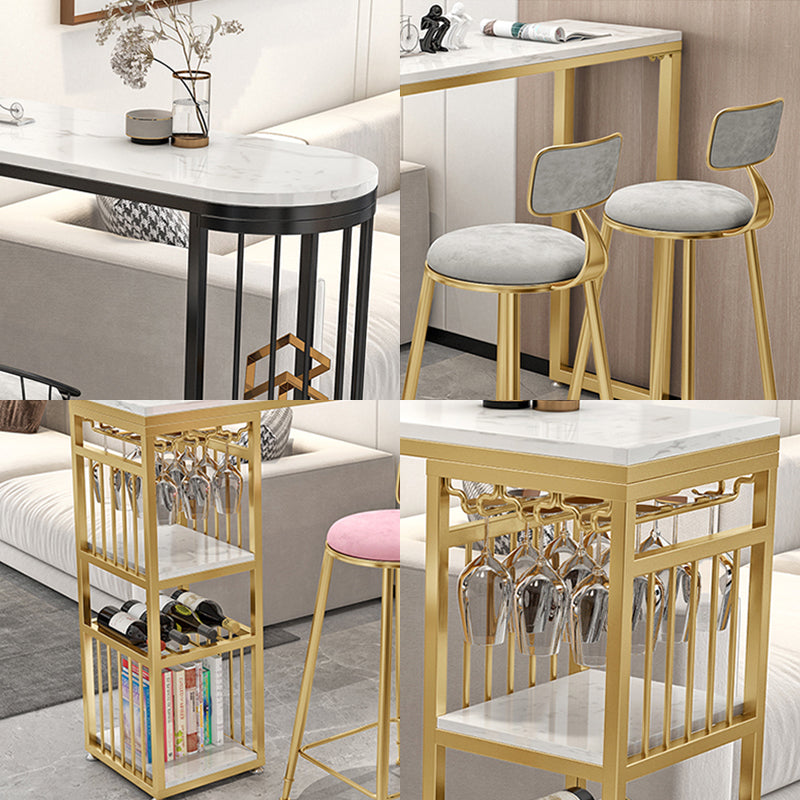 Contemporary Bar Dining Table with Shelves Bar Height Table 42-Inch Top Clearhalo 'Bar Furniture' 'Bar Tables' 'bar_tables' 'furn' 'furn_bar_tables' 'Furniture' 'furniture_bar_tables' 'Kitchen & Dining Furniture' 'kitchen&dining_furn' 'kitchen' 4342521