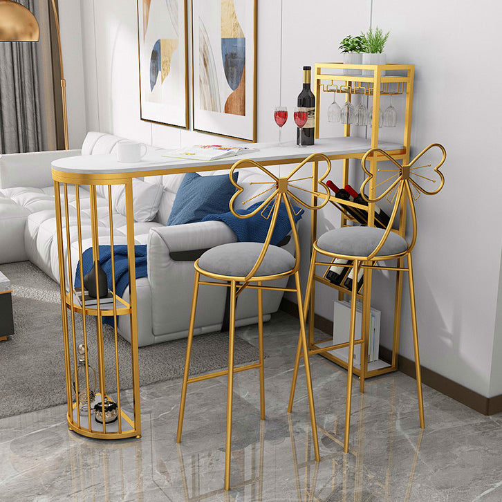 Contemporary Bar Dining Table 42-Inch Top Bar Height Table with Wine Storage Clearhalo 'Bar Furniture' 'Bar Tables' 'bar_tables' 'furn' 'furn_bar_tables' 'Furniture' 'furniture_bar_tables' 'Kitchen & Dining Furniture' 'kitchen&dining_furn' 'kitchen' 4342533