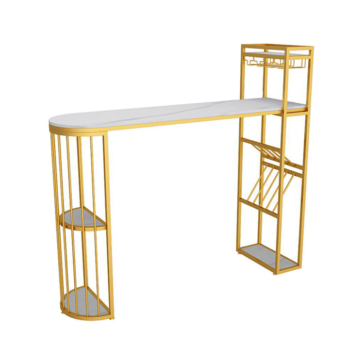 Contemporary Bar Dining Table 42-Inch Top Bar Height Table with Wine Storage 47.2"L x 15.7"W x 41.3"H Without Chairs Clearhalo 'Bar Furniture' 'Bar Tables' 'bar_tables' 'furn' 'furn_bar_tables' 'Furniture' 'furniture_bar_tables' 'Kitchen & Dining Furniture' 'kitchen&dining_furn' 'kitchen' 4342534