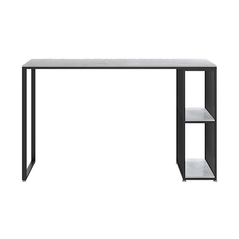 Contemporary Bar Dining Table Double Pedestal Bar Height Table with Shelf Black Without Chairs Clearhalo 'Bar Furniture' 'Bar Tables' 'bar_tables' 'furn' 'furn_bar_tables' 'Furniture' 'furniture_bar_tables' 'Kitchen & Dining Furniture' 'kitchen&dining_furn' 'kitchen' 4342546