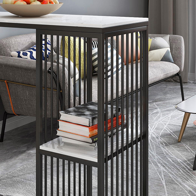 Contemporary Bar Dining Table Double Pedestal Bar Height Table with Shelf Clearhalo 'Bar Furniture' 'Bar Tables' 'bar_tables' 'furn' 'furn_bar_tables' 'Furniture' 'furniture_bar_tables' 'Kitchen & Dining Furniture' 'kitchen&dining_furn' 'kitchen' 4342547