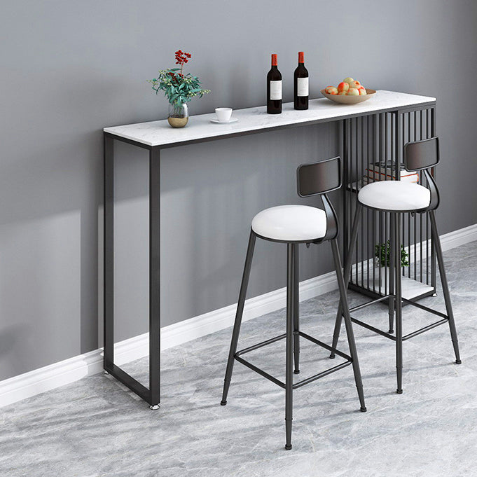 Contemporary Bar Dining Table Double Pedestal Bar Height Table with Shelf Clearhalo 'Bar Furniture' 'Bar Tables' 'bar_tables' 'furn' 'furn_bar_tables' 'Furniture' 'furniture_bar_tables' 'Kitchen & Dining Furniture' 'kitchen&dining_furn' 'kitchen' 4342549