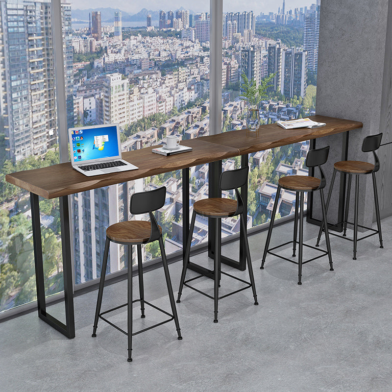 Contemporary Rectangle Bar Dining Table Wood Sled Bar Height Table in Brown Clearhalo 'Bar Furniture' 'Bar Tables' 'bar_tables' 'furn' 'furn_bar_tables' 'Furniture' 'furniture_bar_tables' 'Kitchen & Dining Furniture' 'kitchen&dining_furn' 'kitchen' 4342577
