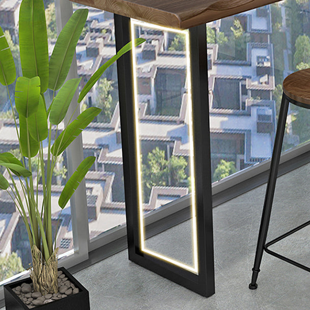 Contemporary Rectangle Bar Dining Table Wood Sled Bar Height Table in Brown Clearhalo 'Bar Furniture' 'Bar Tables' 'bar_tables' 'furn' 'furn_bar_tables' 'Furniture' 'furniture_bar_tables' 'Kitchen & Dining Furniture' 'kitchen&dining_furn' 'kitchen' 4342584