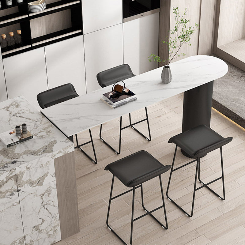 Cafe and Break-room Bistro Accent Dining Table Modern Stone Double Pedestal Counter Table Clearhalo 'Bar Furniture' 'Bar Tables' 'bar_tables' 'furn' 'furn_bar_tables' 'Furniture' 'furniture_bar_tables' 'Kitchen & Dining Furniture' 'kitchen&dining_furn' 'kitchen' 4342607