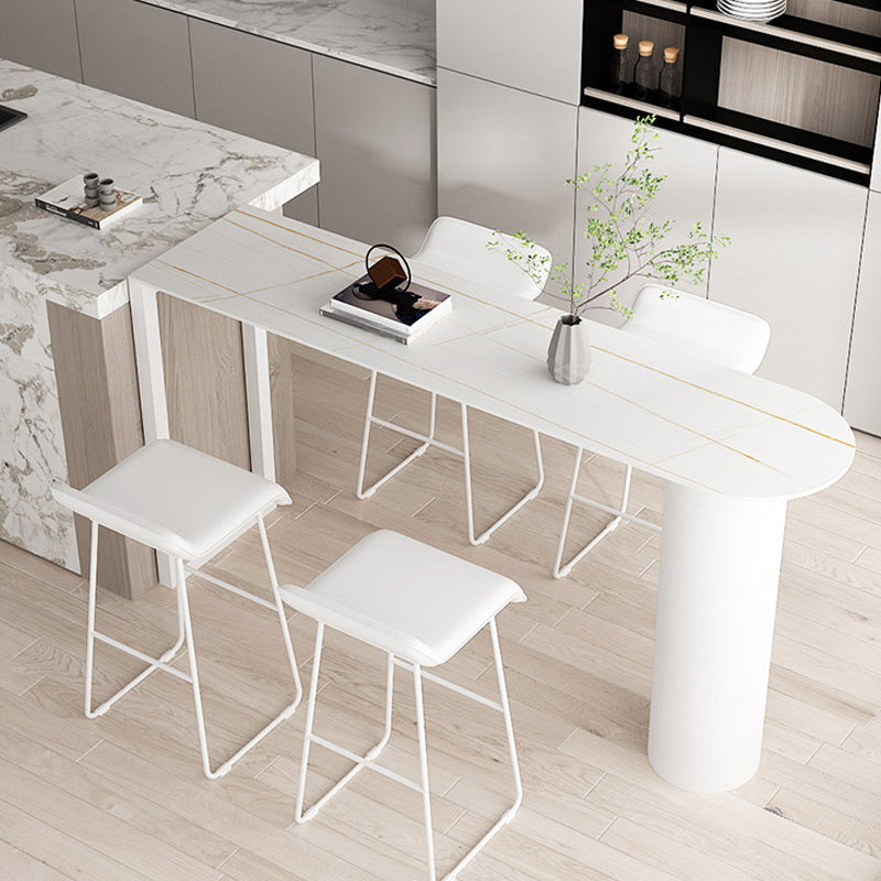Cafe and Break-room Bistro Accent Dining Table Modern Stone Double Pedestal Counter Table Clearhalo 'Bar Furniture' 'Bar Tables' 'bar_tables' 'furn' 'furn_bar_tables' 'Furniture' 'furniture_bar_tables' 'Kitchen & Dining Furniture' 'kitchen&dining_furn' 'kitchen' 4342609