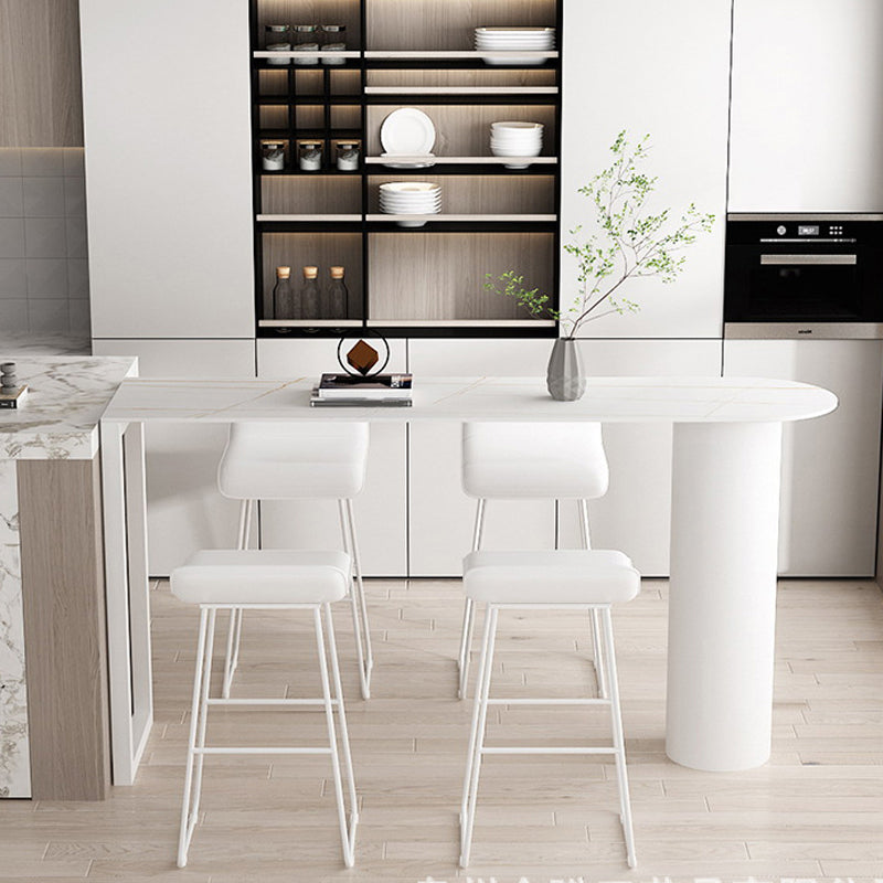 Cafe and Break-room Bistro Accent Dining Table Modern Stone Double Pedestal Counter Table Clearhalo 'Bar Furniture' 'Bar Tables' 'bar_tables' 'furn' 'furn_bar_tables' 'Furniture' 'furniture_bar_tables' 'Kitchen & Dining Furniture' 'kitchen&dining_furn' 'kitchen' 4342610