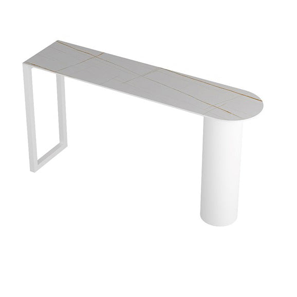 Cafe and Break-room Bistro Accent Dining Table Modern Stone Double Pedestal Counter Table White Without Chairs Clearhalo 'Bar Furniture' 'Bar Tables' 'bar_tables' 'furn' 'furn_bar_tables' 'Furniture' 'furniture_bar_tables' 'Kitchen & Dining Furniture' 'kitchen&dining_furn' 'kitchen' 4342611