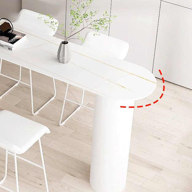 Cafe and Break-room Bistro Accent Dining Table Modern Stone Double Pedestal Counter Table Clearhalo 'Bar Furniture' 'Bar Tables' 'bar_tables' 'furn' 'furn_bar_tables' 'Furniture' 'furniture_bar_tables' 'Kitchen & Dining Furniture' 'kitchen&dining_furn' 'kitchen' 4342614