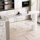 Cafe and Break-room Bistro Accent Dining Table Modern Stone Double Pedestal Counter Table Clearhalo 'Bar Furniture' 'Bar Tables' 'bar_tables' 'furn' 'furn_bar_tables' 'Furniture' 'furniture_bar_tables' 'Kitchen & Dining Furniture' 'kitchen&dining_furn' 'kitchen' 4342615