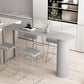 Cafe and Break-room Bistro Accent Dining Table Modern Stone Double Pedestal Counter Table Clearhalo 'Bar Furniture' 'Bar Tables' 'bar_tables' 'furn' 'furn_bar_tables' 'Furniture' 'furniture_bar_tables' 'Kitchen & Dining Furniture' 'kitchen&dining_furn' 'kitchen' 4342617