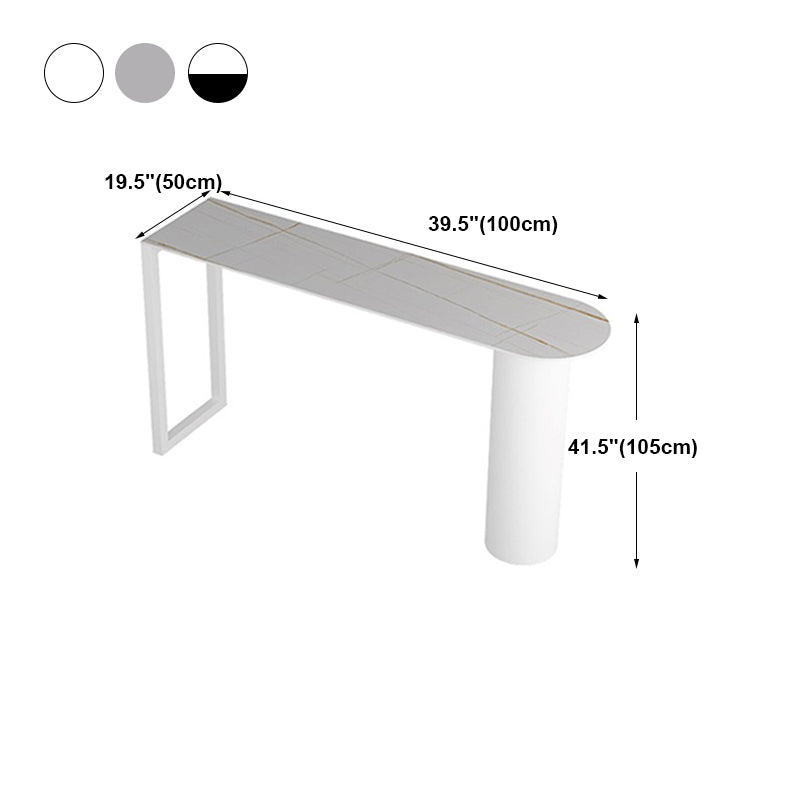 Cafe and Break-room Bistro Accent Dining Table Modern Stone Double Pedestal Counter Table Clearhalo 'Bar Furniture' 'Bar Tables' 'bar_tables' 'furn' 'furn_bar_tables' 'Furniture' 'furniture_bar_tables' 'Kitchen & Dining Furniture' 'kitchen&dining_furn' 'kitchen' 4342619