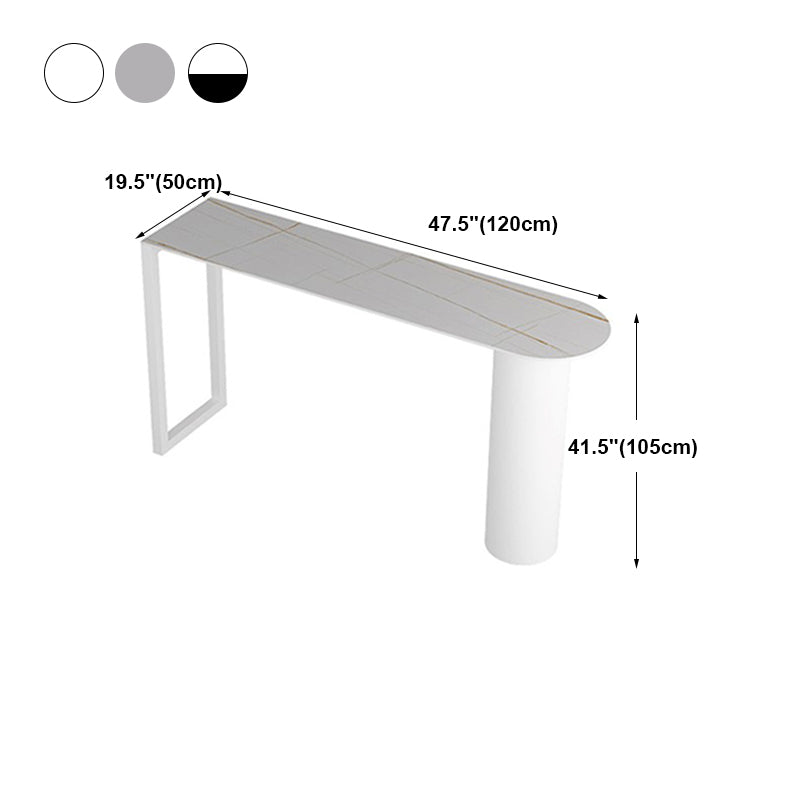Cafe and Break-room Bistro Accent Dining Table Modern Stone Double Pedestal Counter Table Clearhalo 'Bar Furniture' 'Bar Tables' 'bar_tables' 'furn' 'furn_bar_tables' 'Furniture' 'furniture_bar_tables' 'Kitchen & Dining Furniture' 'kitchen&dining_furn' 'kitchen' 4342620