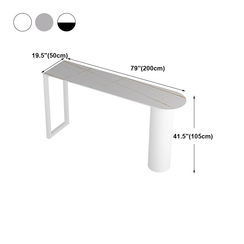 Cafe and Break-room Bistro Accent Dining Table Modern Stone Double Pedestal Counter Table Clearhalo 'Bar Furniture' 'Bar Tables' 'bar_tables' 'furn' 'furn_bar_tables' 'Furniture' 'furniture_bar_tables' 'Kitchen & Dining Furniture' 'kitchen&dining_furn' 'kitchen' 4342624